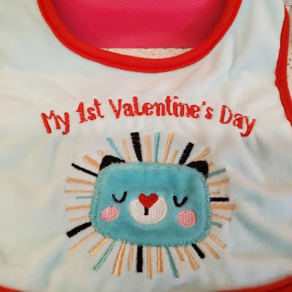 My First Valentines Day Bib Baby Bib My First Valentine Bib in Blue